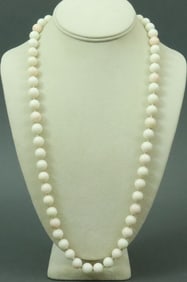 CORAL BEADED NECKLACE WITH 14K CLASP