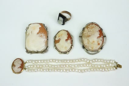 (5) PIECE GOLD CAMEO GROUP