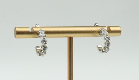 PAIR LINDENMAN 18K DIAMOND HUGGIE EARRINGS