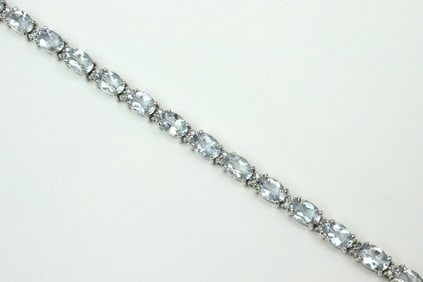 14K BLUE STONE & DIAMOND TENNIS BRACELET