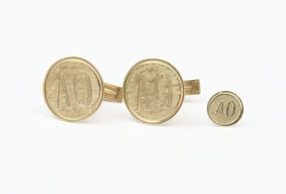 14K CUFFLINK & TIE PIN SET