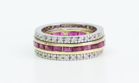 14K DIAMOND & RUBY BAND