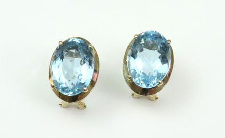 PAIR 14K BLUE TOPAZ EARRINGS