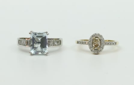 (2) 14K GEMSTONE RINGS