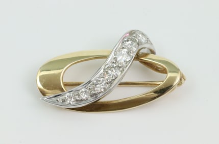 14K BICOLOR MODERN STYLE DIAMOND PIN