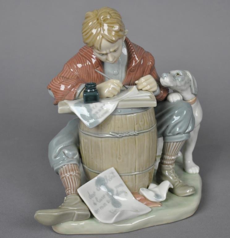 LLADRO NORMAN ROCKWELL FIGURINE - LOVE LETTER: #1406, 7.5in.