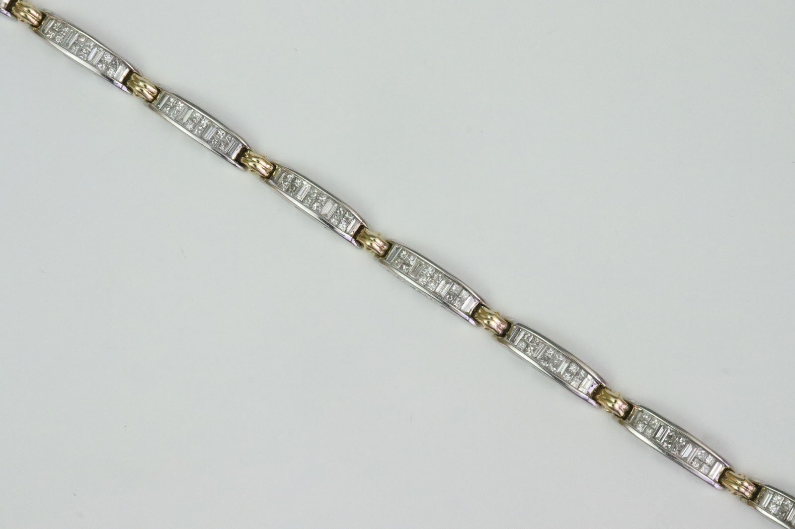 14K DIAMOND LINK BICOLOR BRACELET - 2