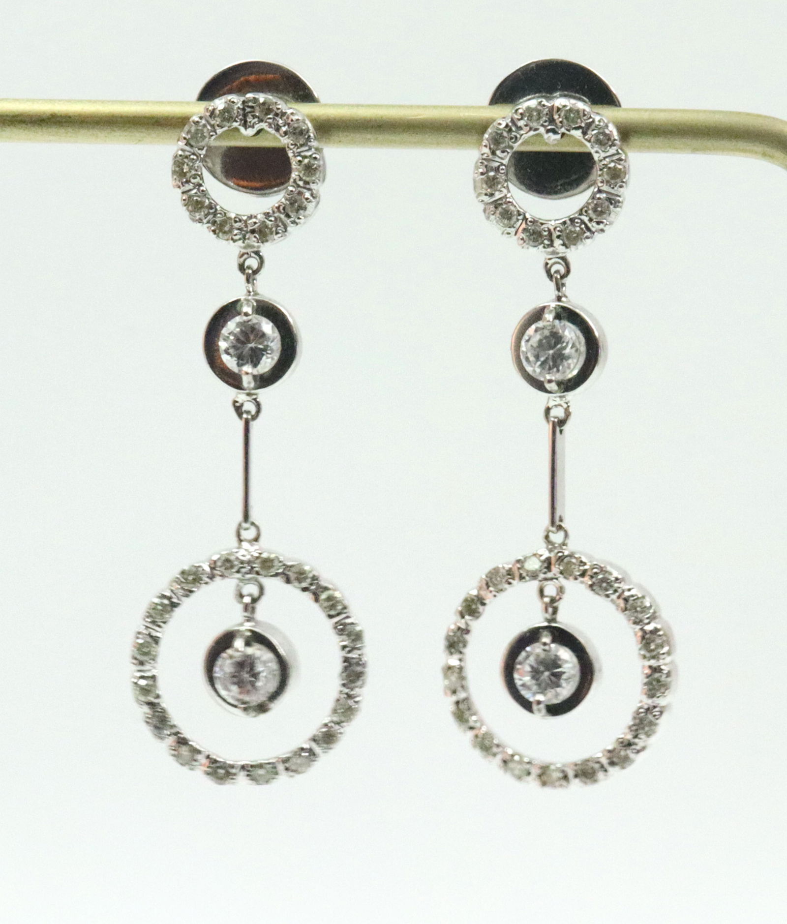 PAIR 14K DIAMOND CIRCLE-FORM DANGLE EARRINGS (1 of 2)