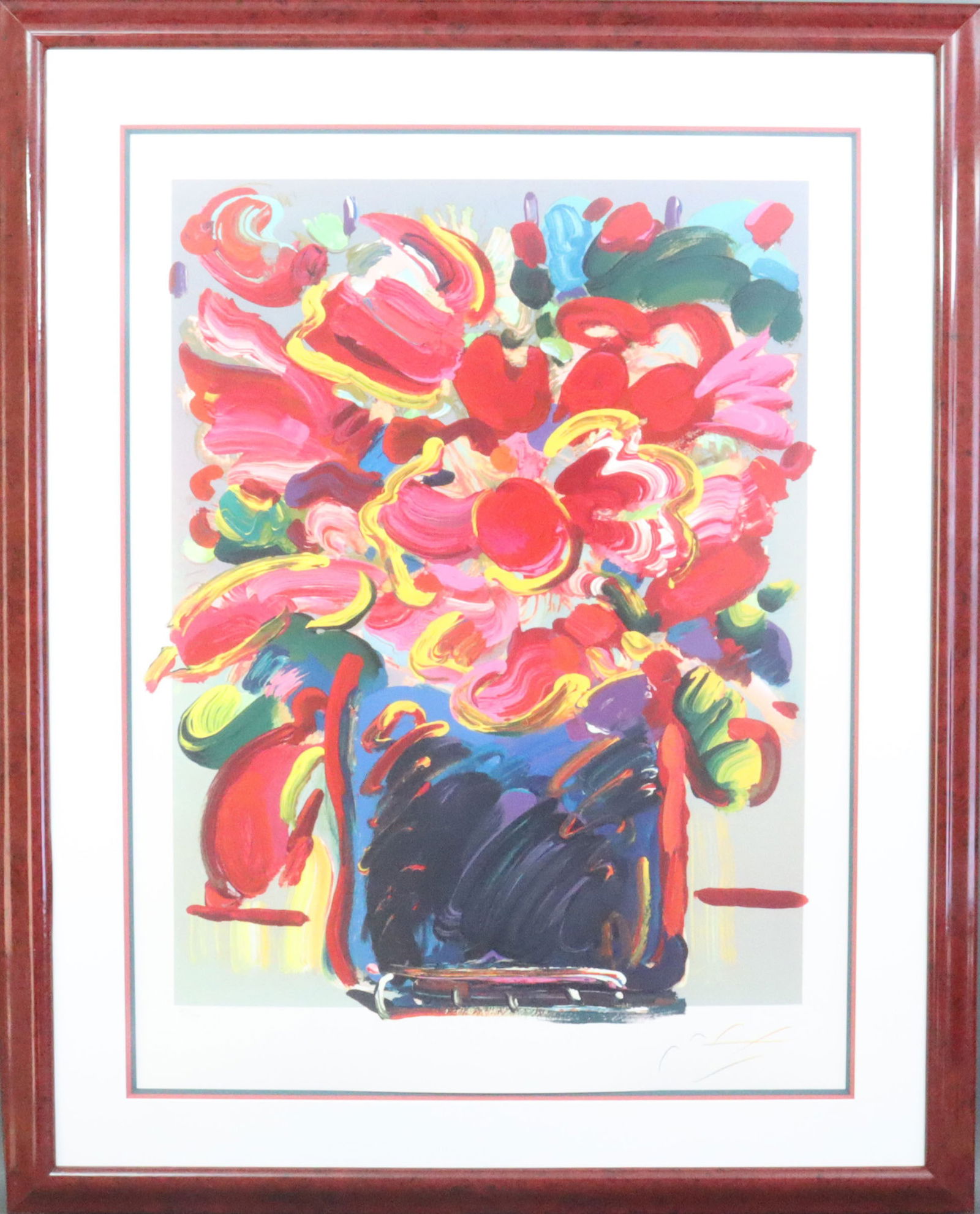 PETER MAX SERIGRAPH - ABSTRACT FLOWERS: signed 'Max' (lower right) in multi-colored pencil, numbered 254/300 (lower left), with 'PETER MAX 1993' and 'SOMA' blind stamps, minor frame scuffs otherwise no condition issues, sheet sight