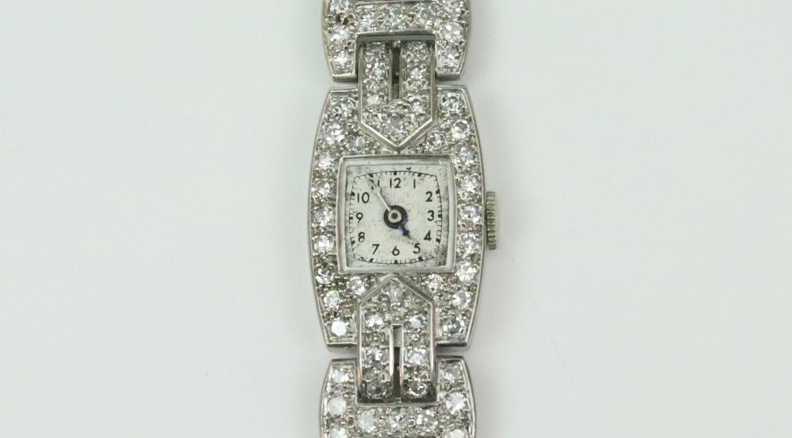 LADIES DIAMOND & PLATINUM BRACELET WATCH (1 of 5)