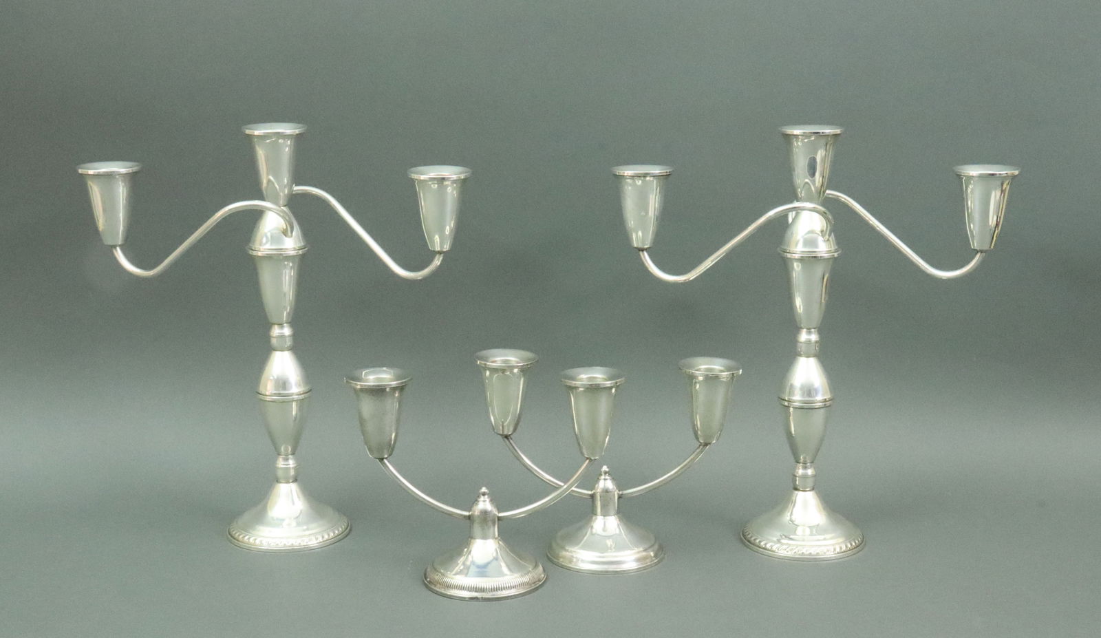 (2) PAIRS RAIMOND WEIGHTED STERLING CANDELABRAS (1 of 2)