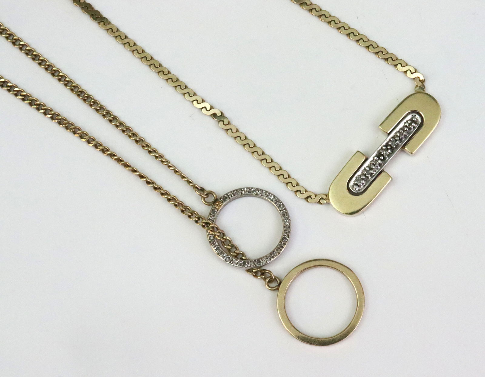 (2) 14K DIAMOND PENDANT CHAINS - 4