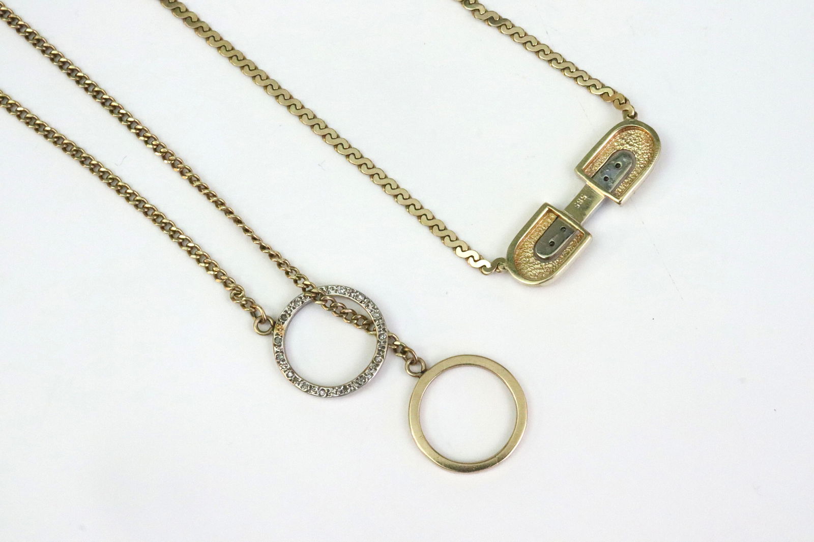 (2) 14K DIAMOND PENDANT CHAINS - 6
