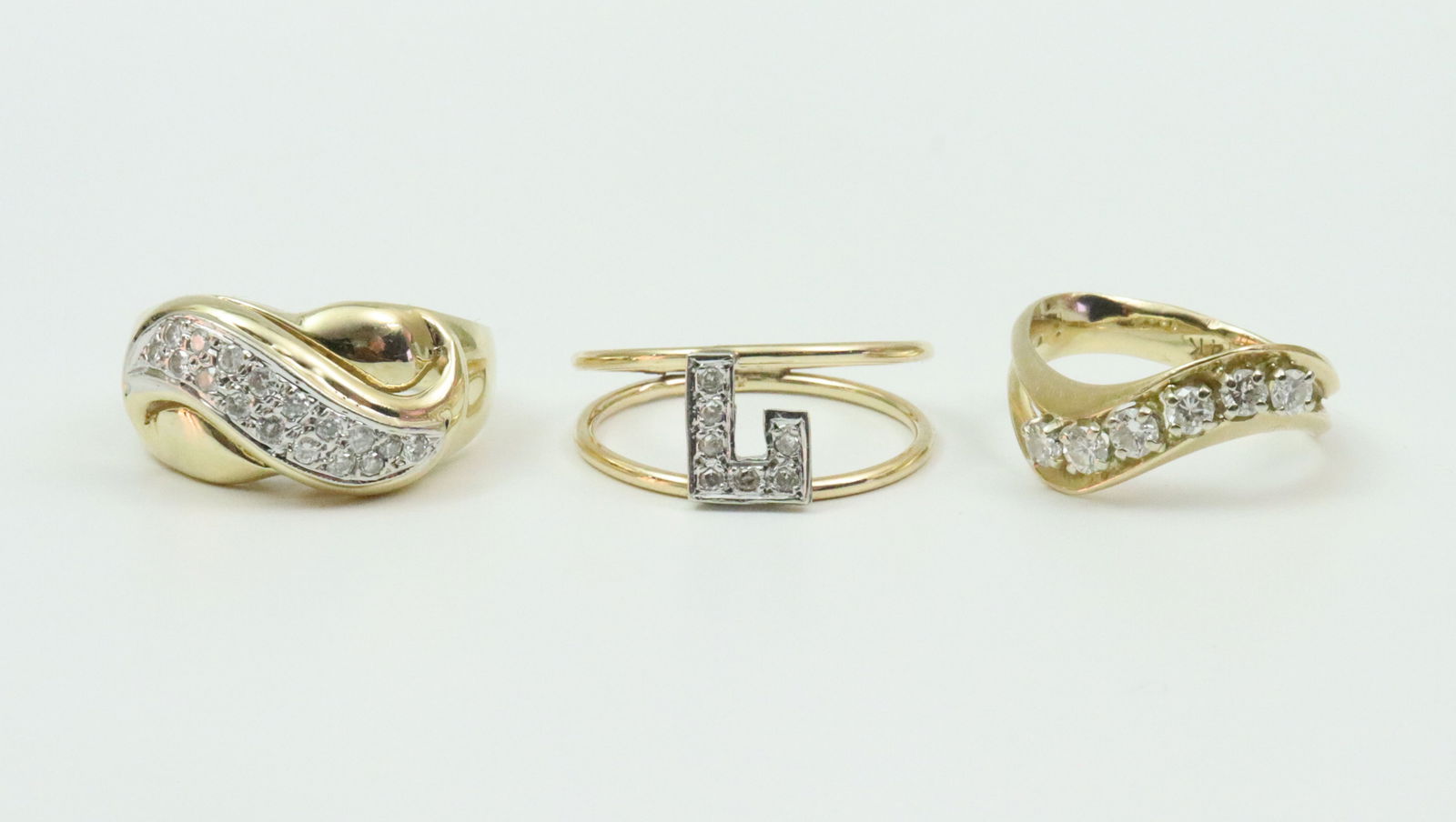 (3) 14K VINTAGE DIAMOND RINGS (1 of 3)
