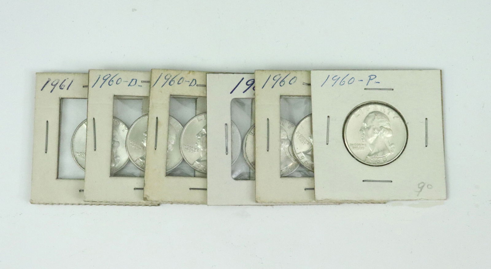 (75) US SILVER QUARTER DOLLAR COINS: all Washington's dating from 1956 through 1964, most all appear uncirculated, together with 27 similarly uncirculated non silver Washington's dating from 1965 through 1969, all in flips or