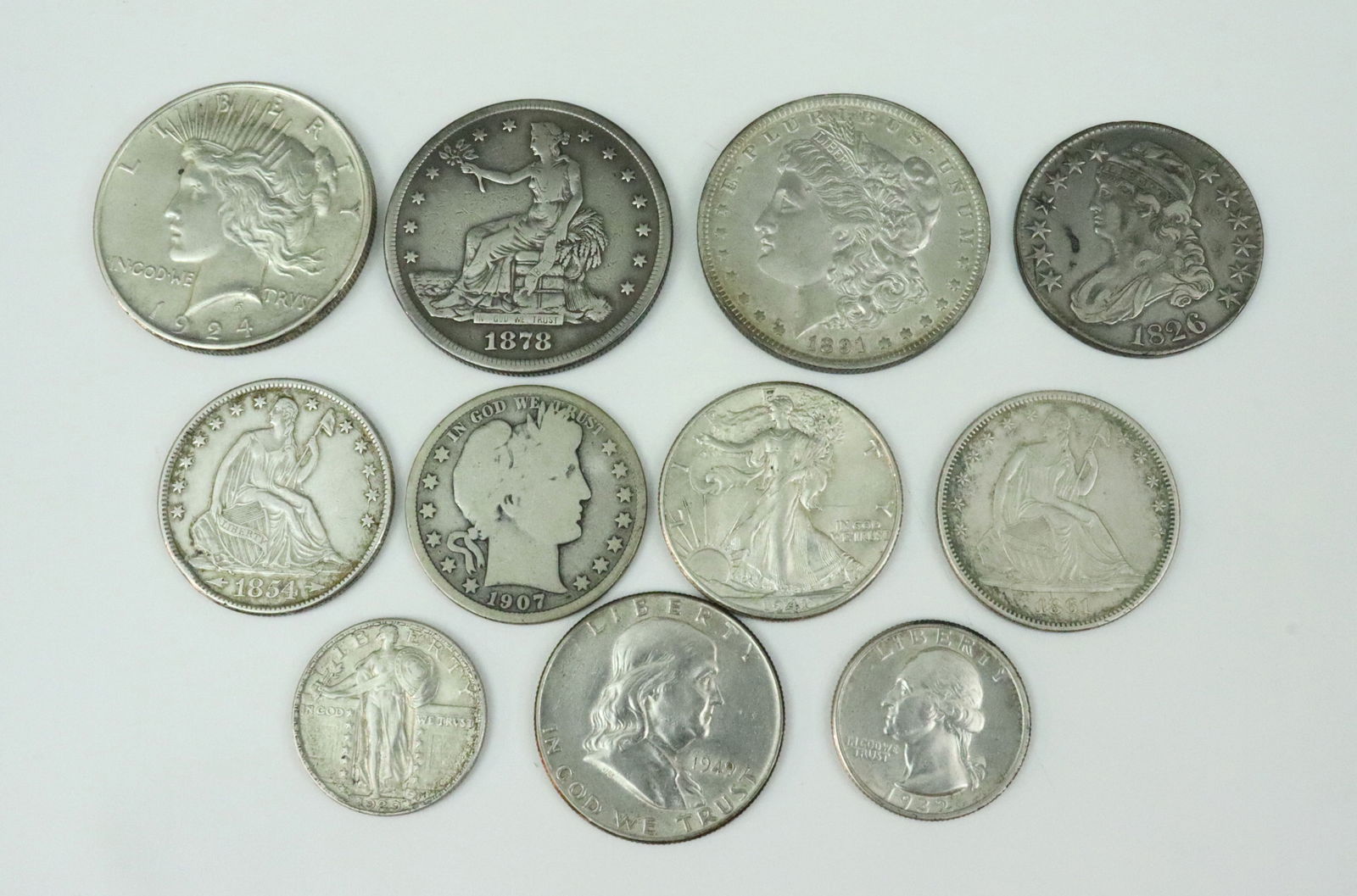 GROUP OF 11 US SILVER COINS INCL. 1826 HALF DOLLAR (1 of 11)