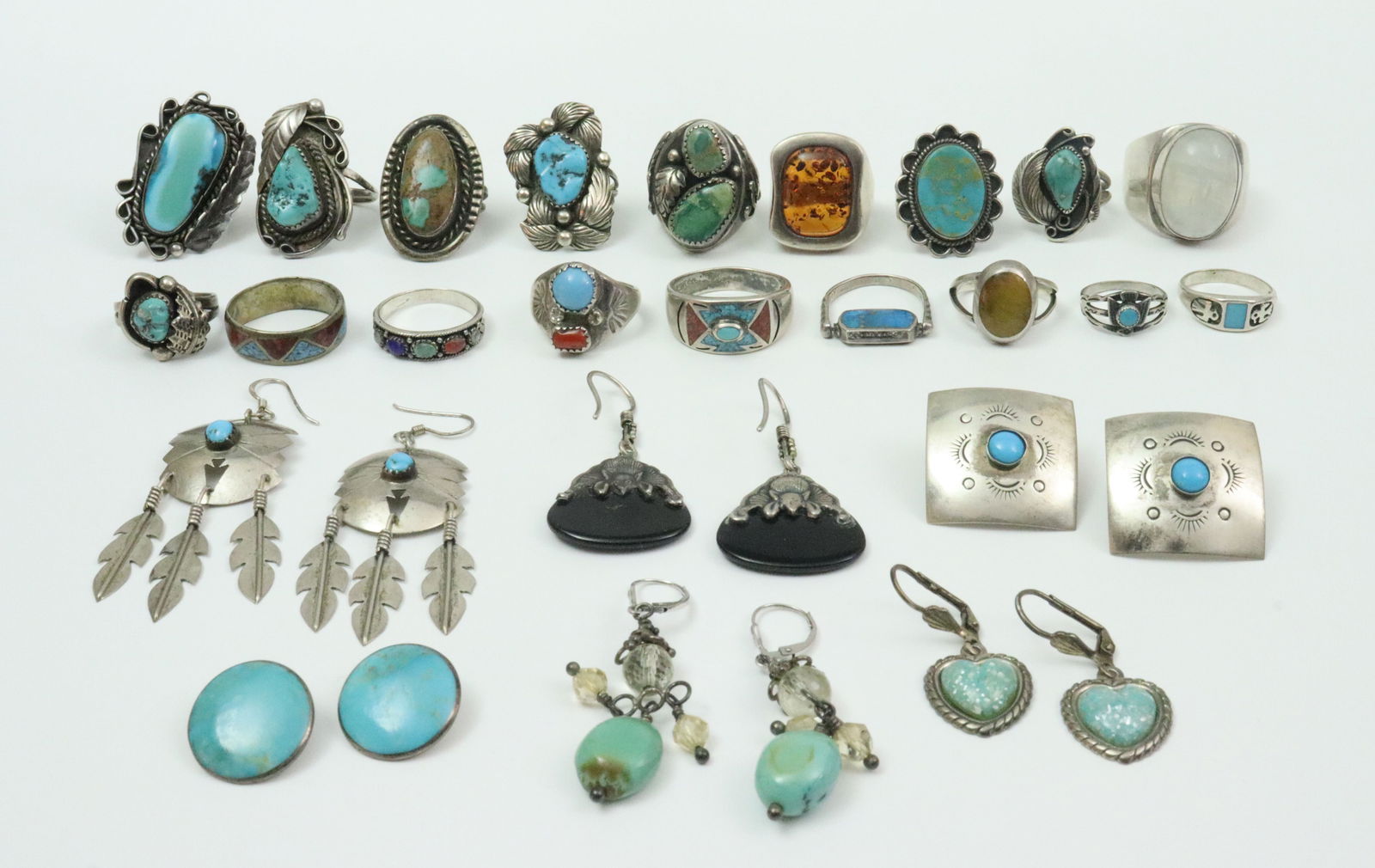 (24) MAINLY TURQUOISE & GEMSTONE RINGS & EARRINGS (1 of 1)