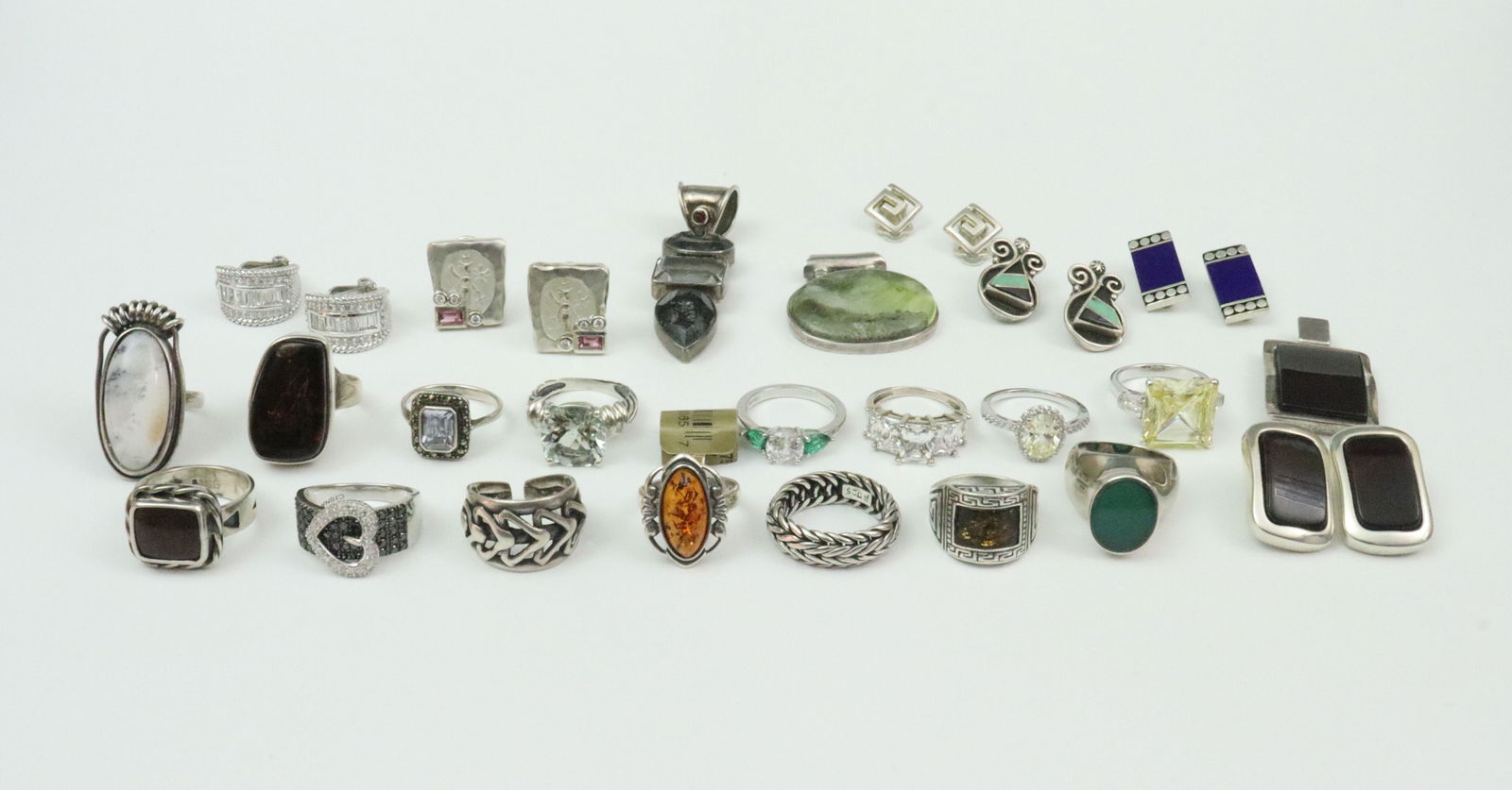(24) STERLING RINGS, EAR CLIPS & PENDANTS (1 of 4)