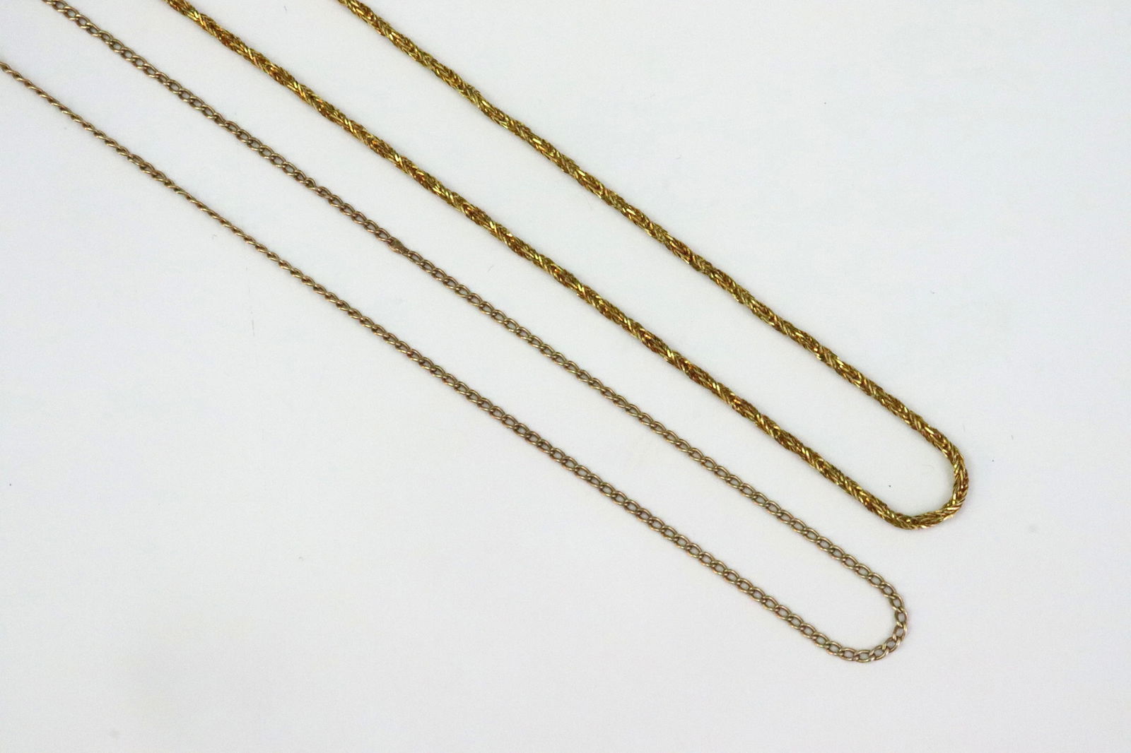 (2) 14K NECKCHAINS - FLEX LINK ROPE & OVAL LINK - 2