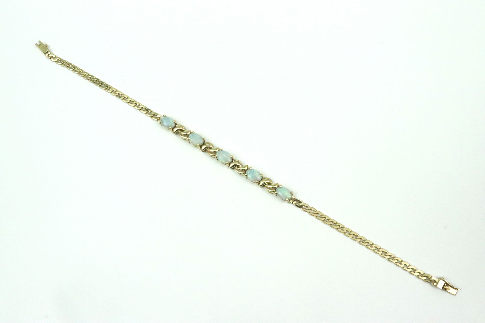 14K CURB LINK OPAL BRACELET - 2