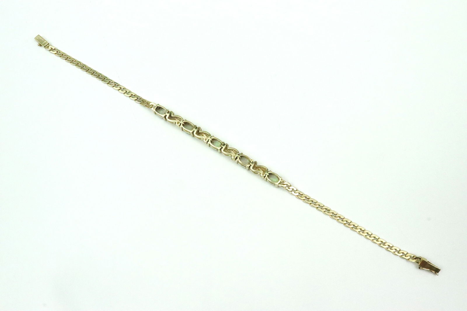 14K CURB LINK OPAL BRACELET - 3