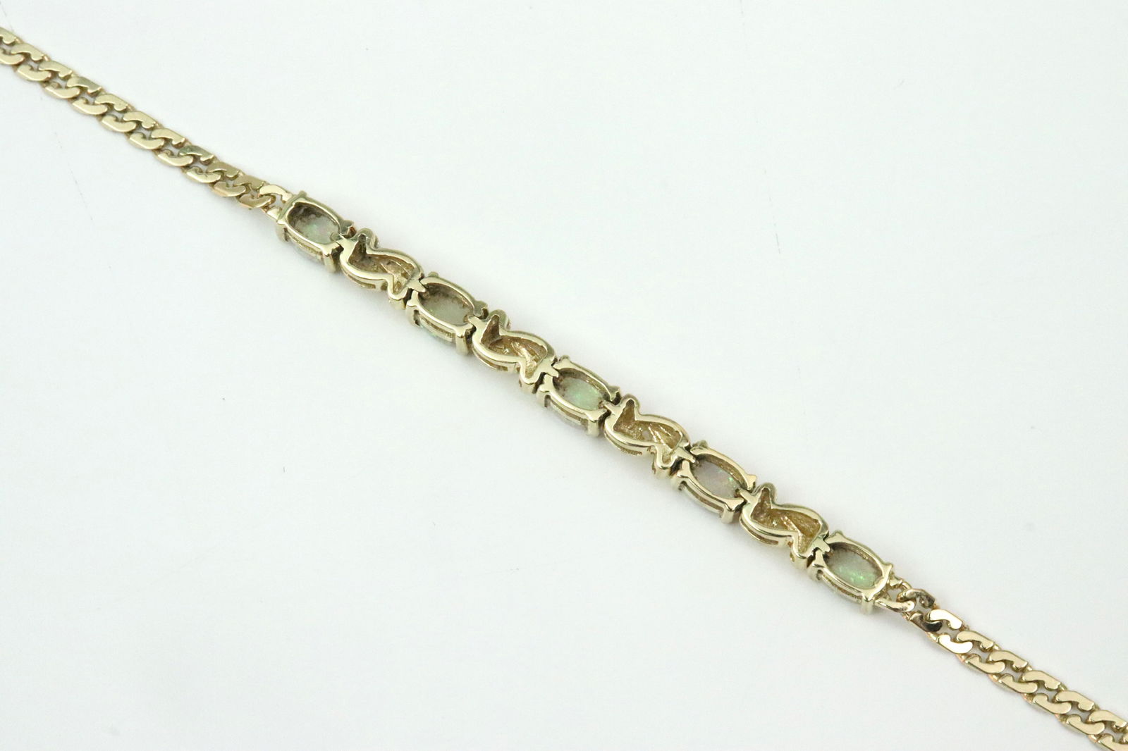 14K CURB LINK OPAL BRACELET - 4