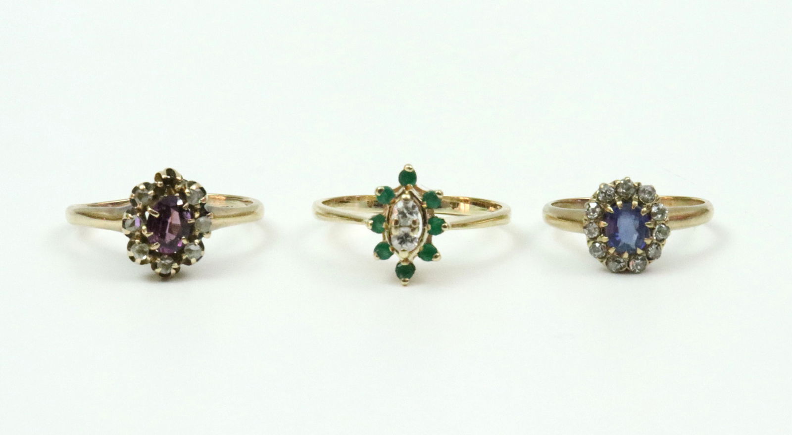 (3) SMALL VINTAGE 14K HALO RINGS (1 of 2)