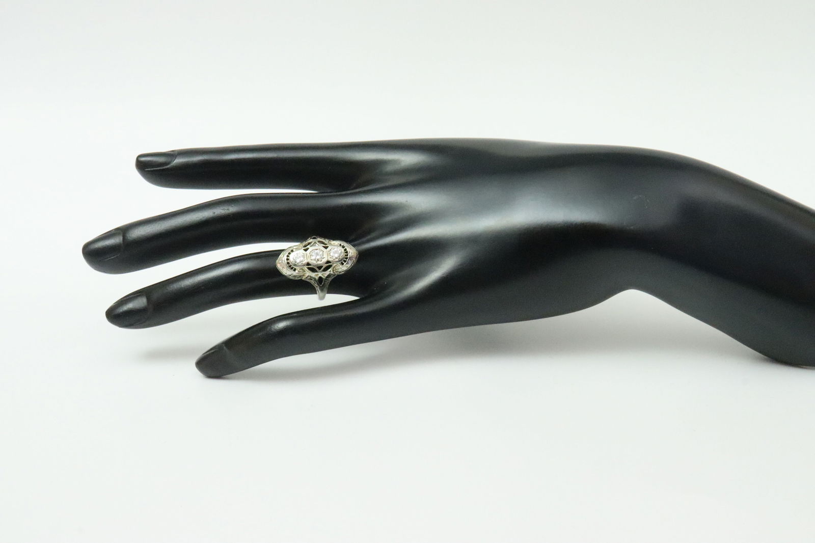 18K ART DECO DIAMOND RING - 5