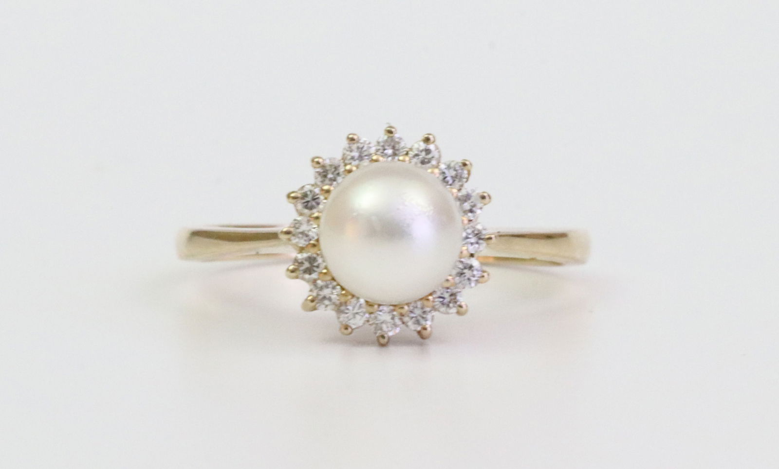 14K PEARL & DIAMOND HALO RING (1 of 5)