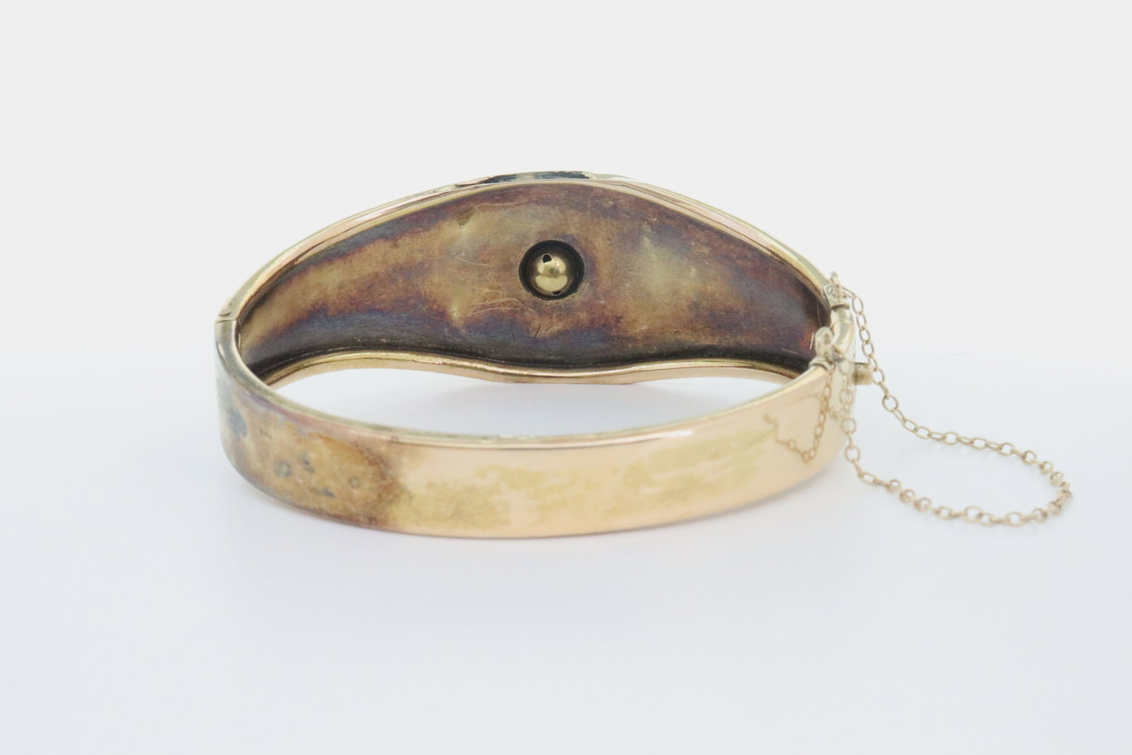 14K TURQUOISE SIDE HINGED BANGLE, AS-IS CONDITION - 2