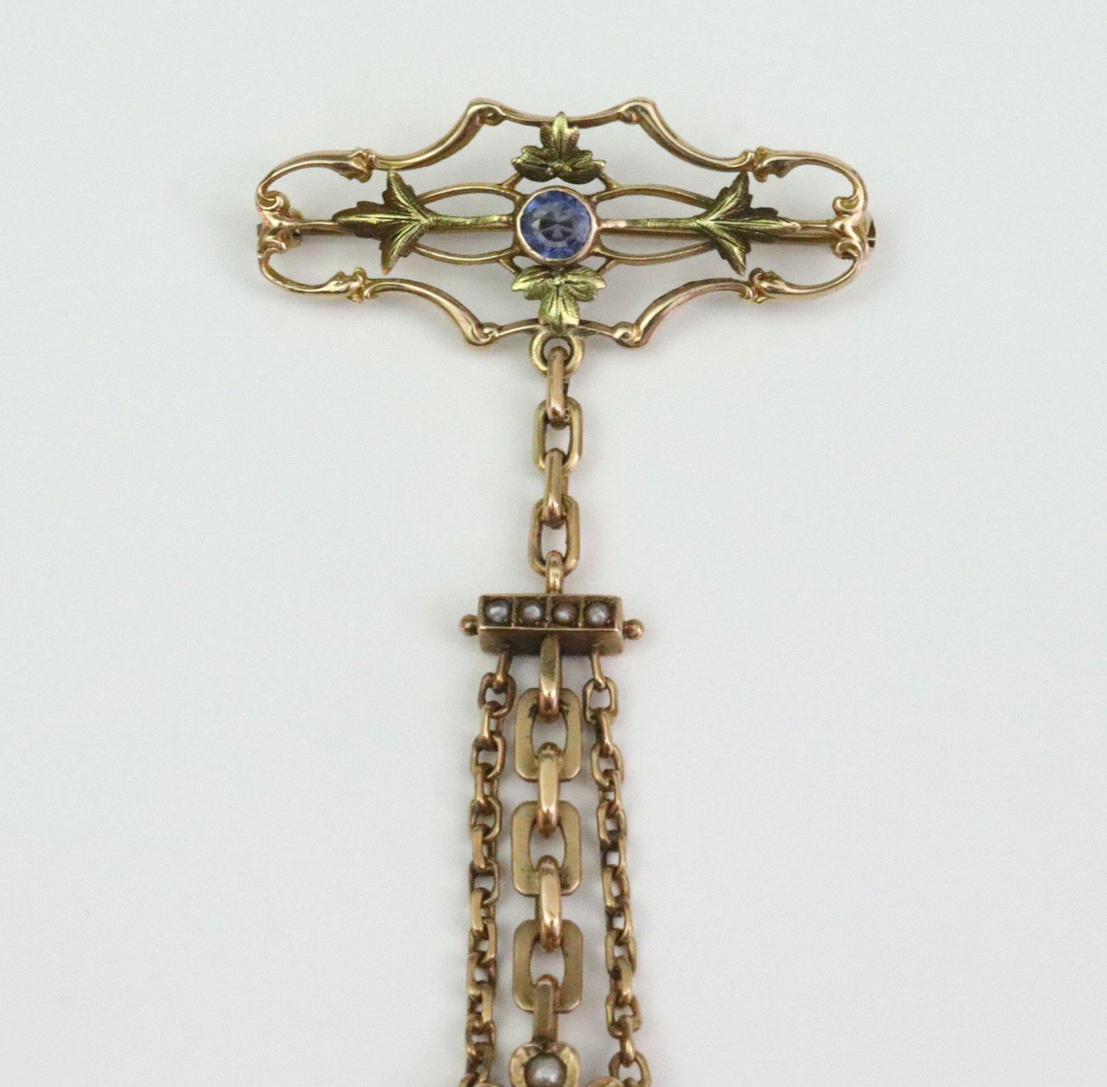 REPURPOSED GOLD & GEMSTONE DANGLE PIN - 3