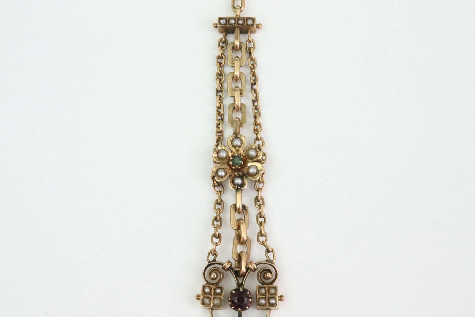 REPURPOSED GOLD & GEMSTONE DANGLE PIN - 4