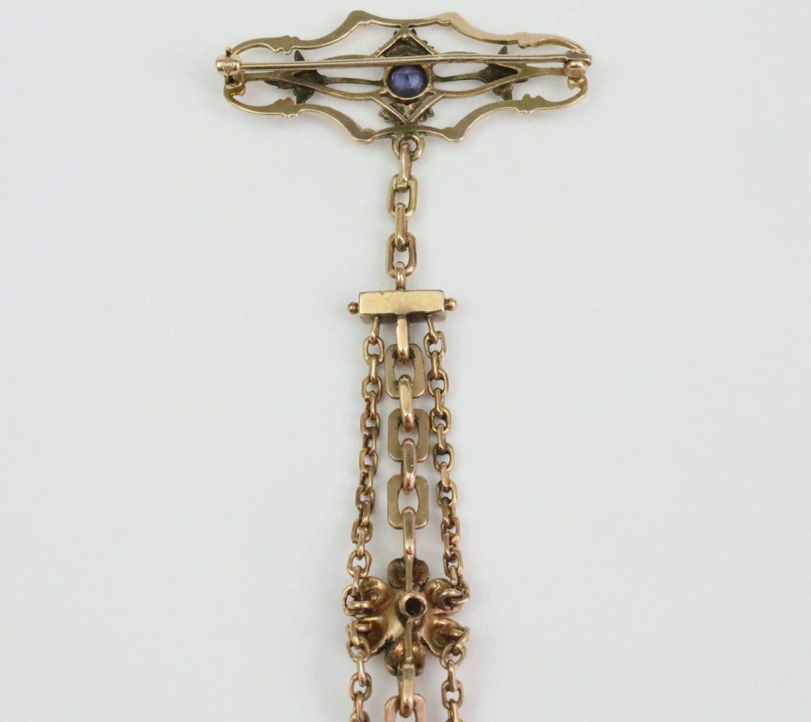 REPURPOSED GOLD & GEMSTONE DANGLE PIN - 6
