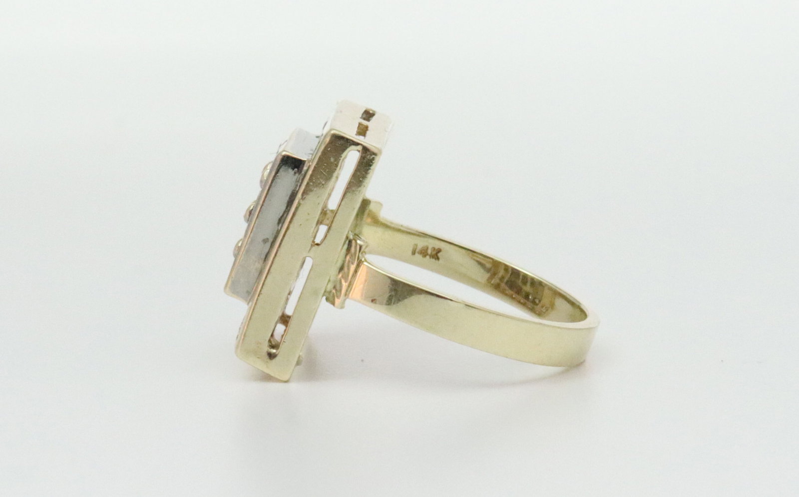 14K SQUARE TOP DIAMOND CLUSTER RING - 3