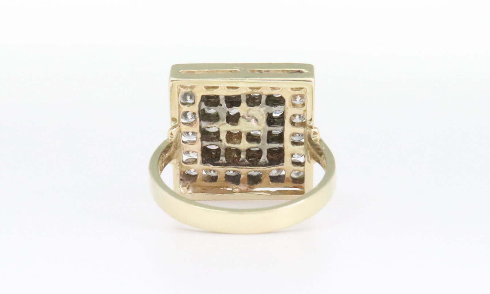 14K SQUARE TOP DIAMOND CLUSTER RING - 4