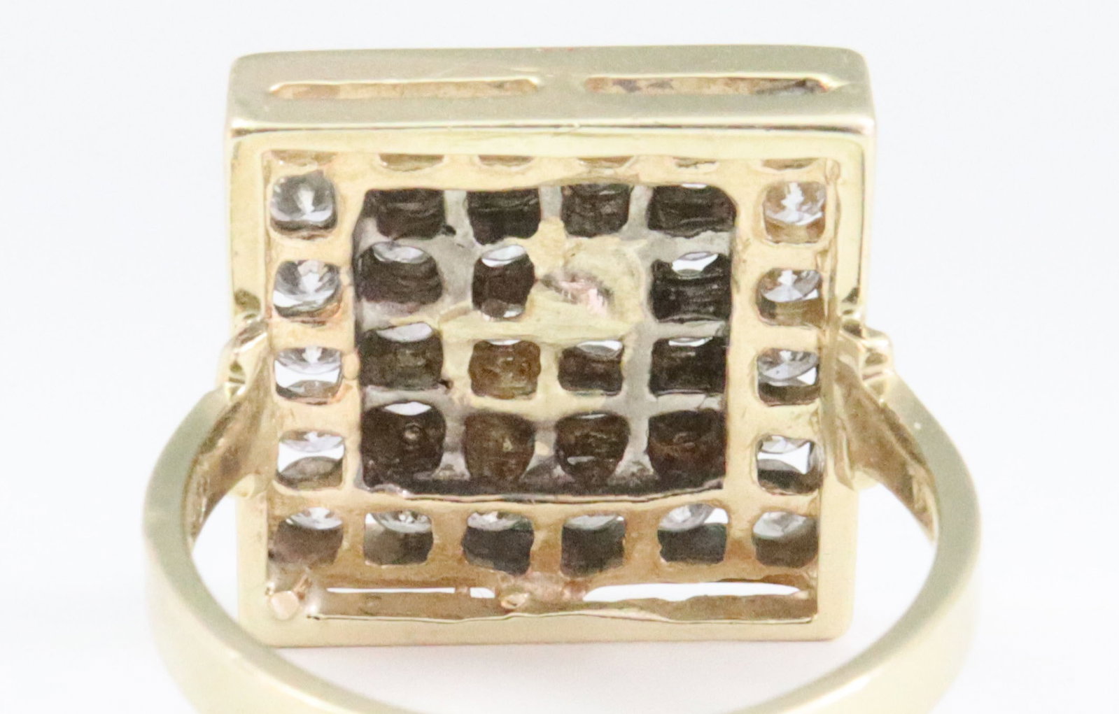 14K SQUARE TOP DIAMOND CLUSTER RING - 5