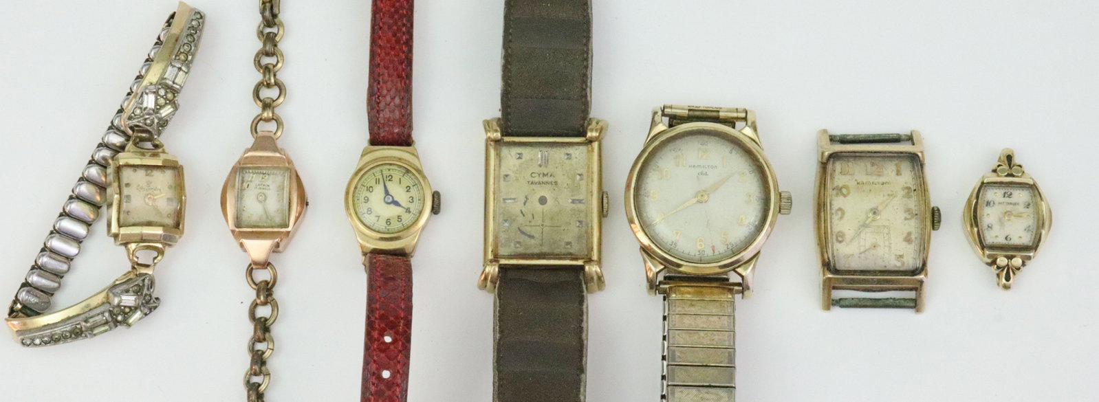 (7) VINTAGE GOLD CASE WATCHES - MOST 14K (1 of 2)