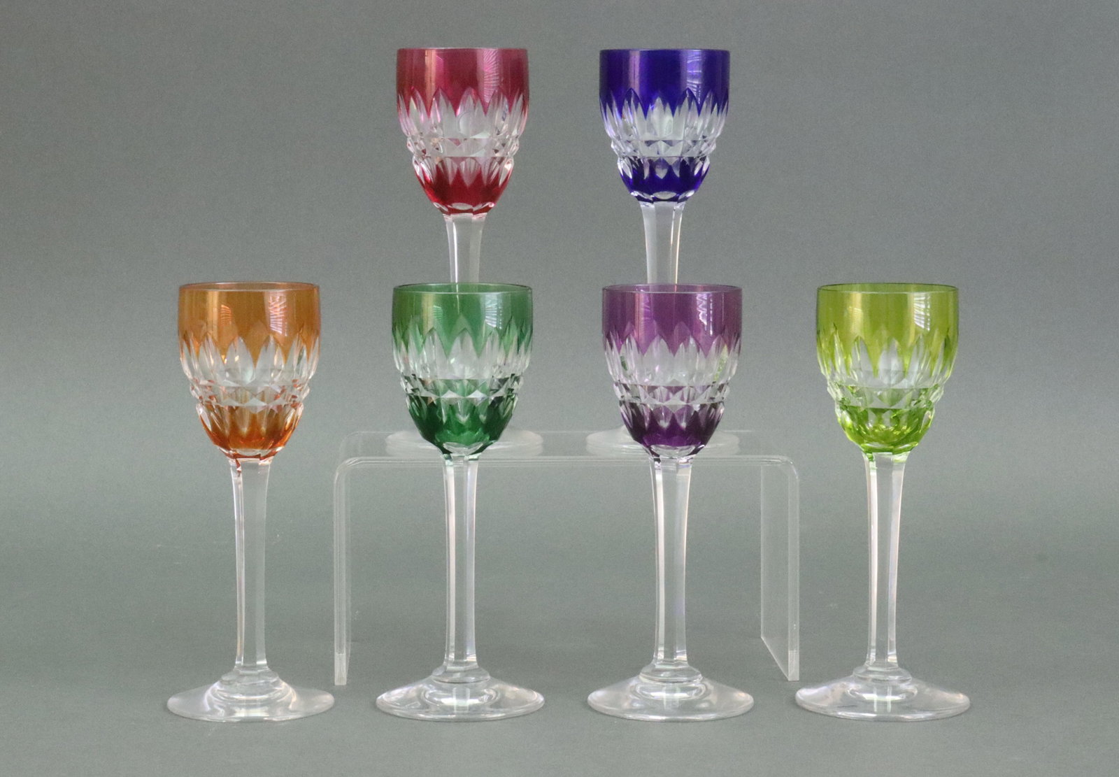 SET OF 6 BACCARAT PICADILLY MULTICOLOR CORDIALS (1 of 2)