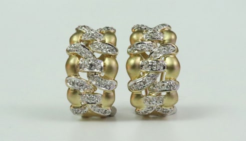 PAIR 14K DIAMOND HUGGIE EARRINGS