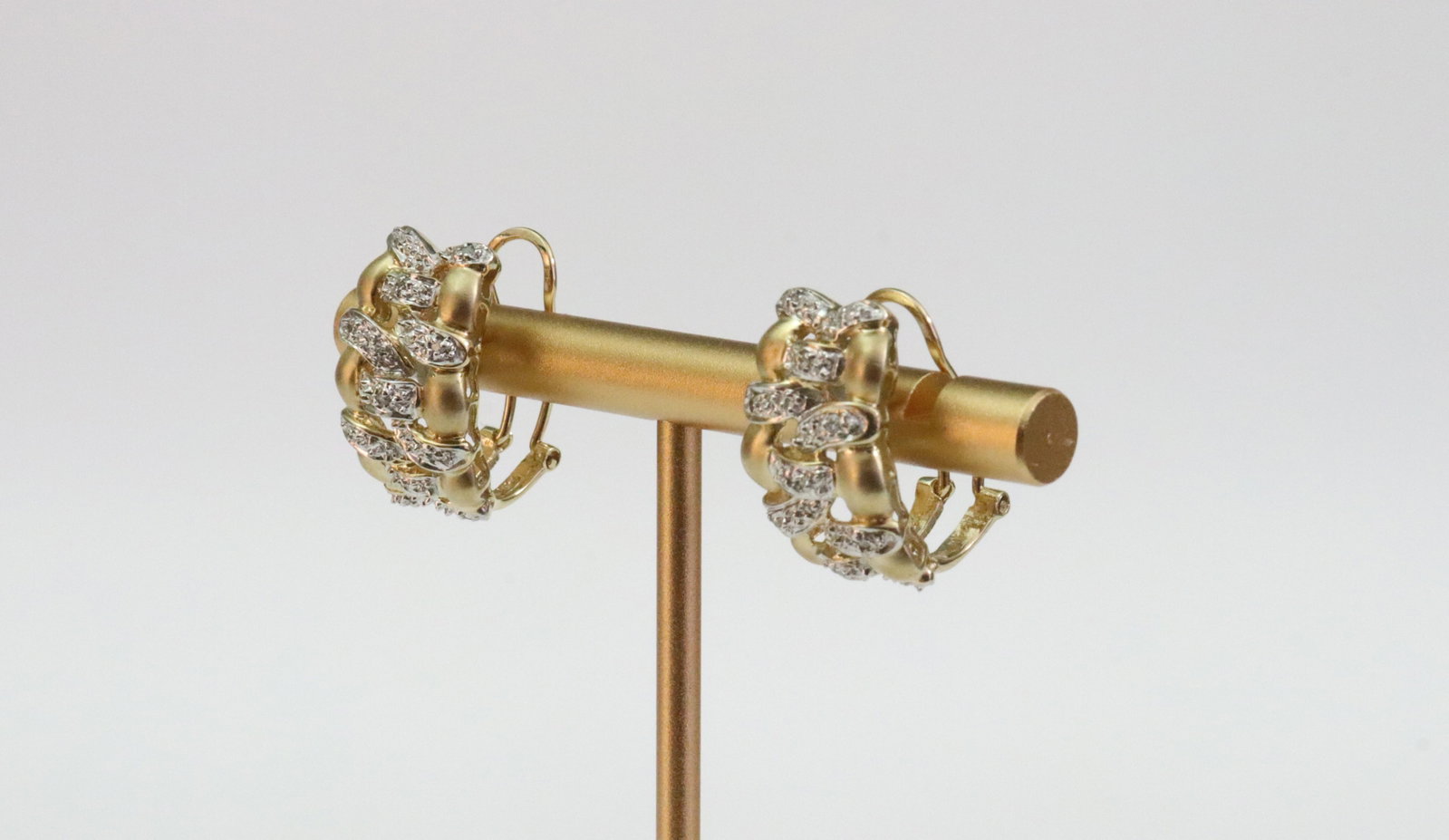 PAIR 14K DIAMOND HUGGIE EARRINGS - 2