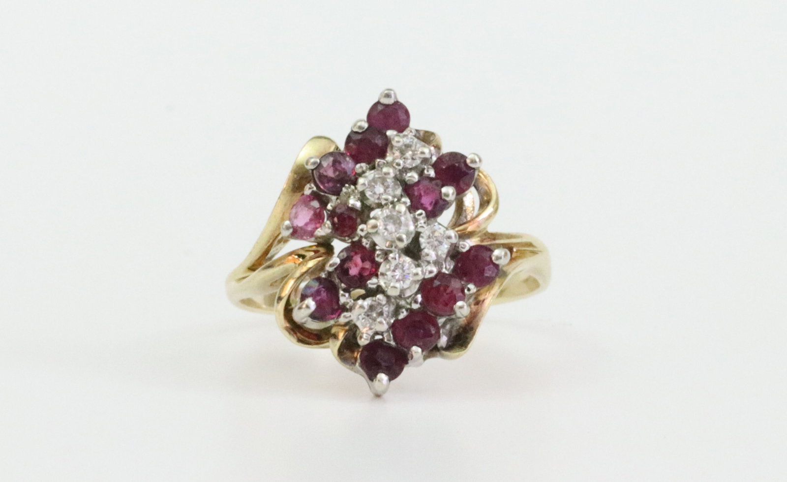 14K RUBY & DIAMOND CLUSTER RING (1 of 4)