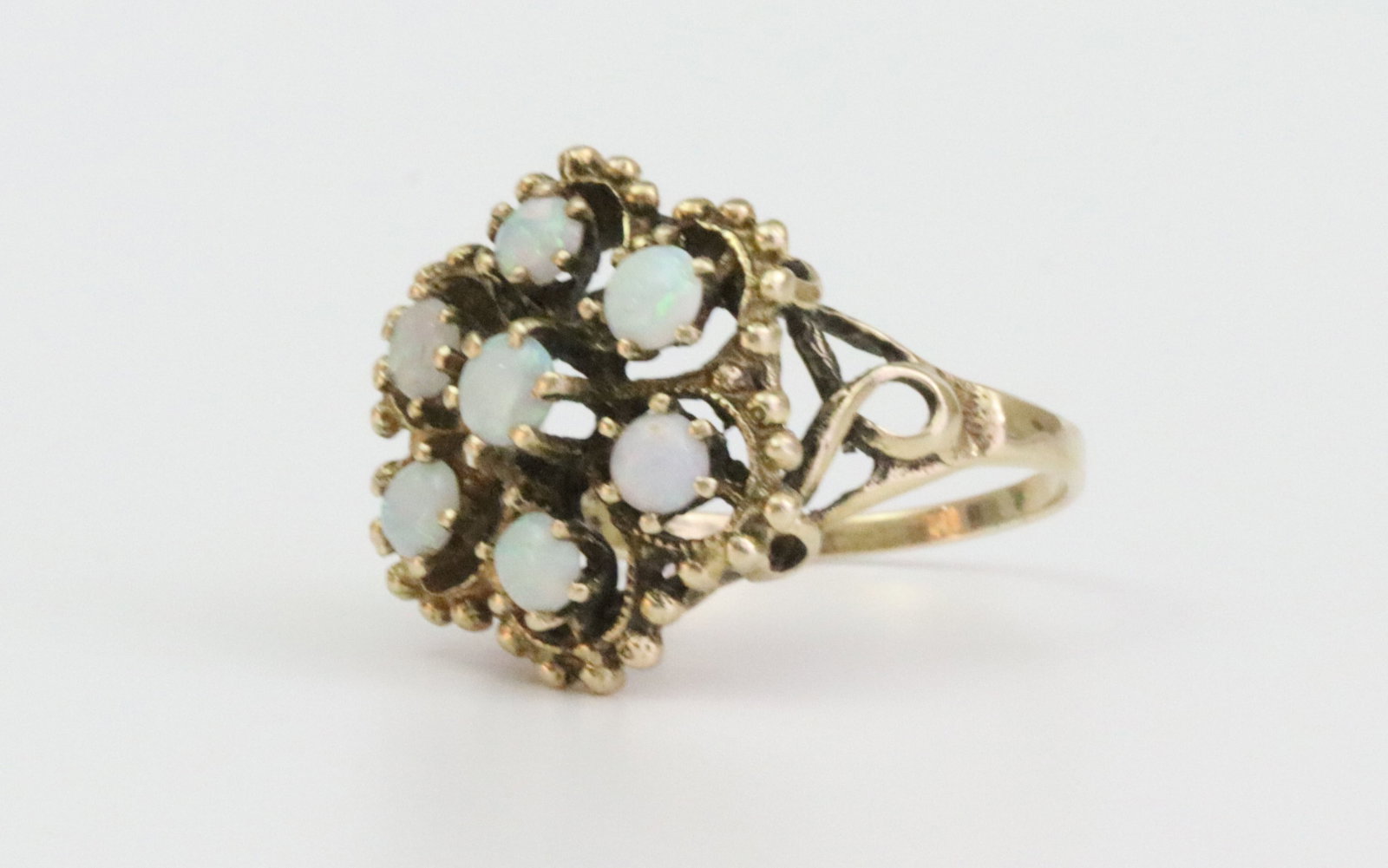 14K OPAL CLUSTER RING - 2