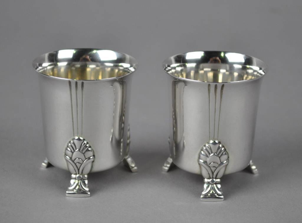 TWO TIFFANY & CO MAKERS STERLING TOOTHPICK HOLDERS: #23262, 2.25in., 4.1ozt.