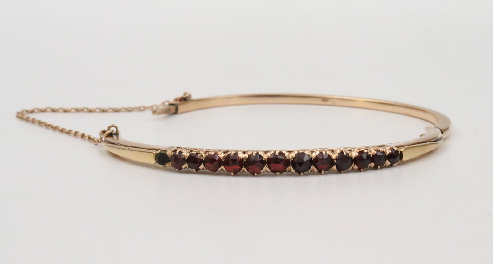 14K GARNET SIDE HINGED BANGLE - 2