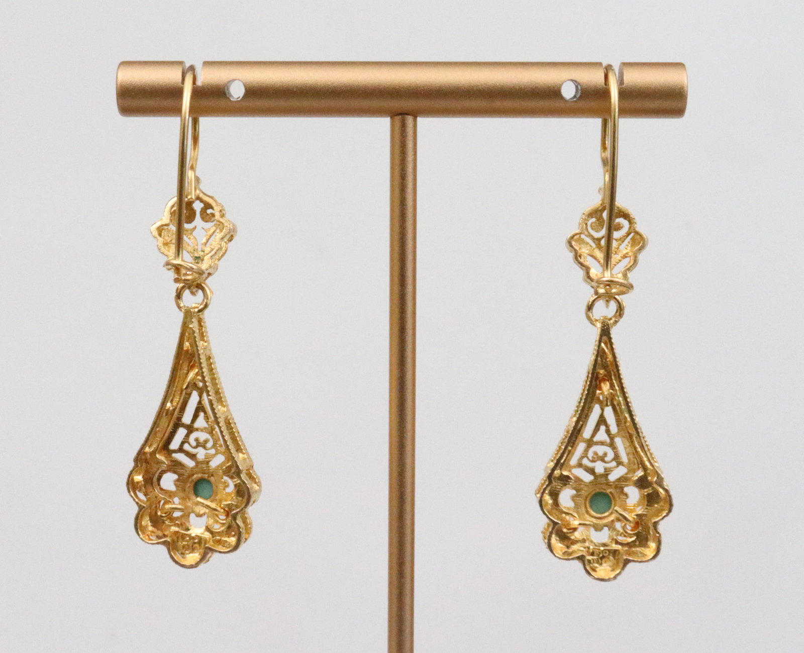 PAIR 18K TURQUOISE DANGLE EARRINGS - 2