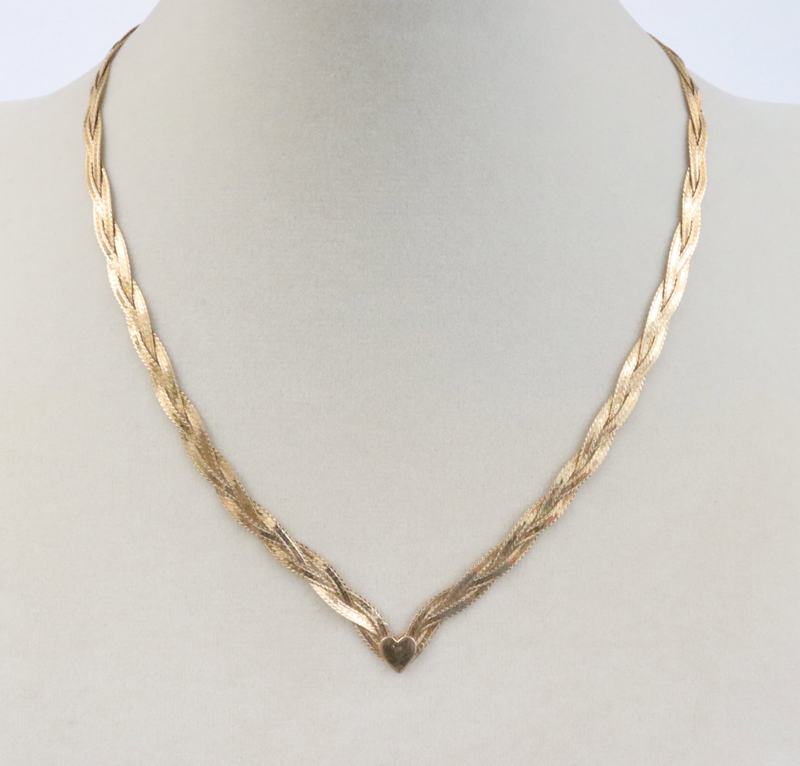 ITALIAN 14K BRAIDED HERRINGBONE NECKLACE (1 of 2)