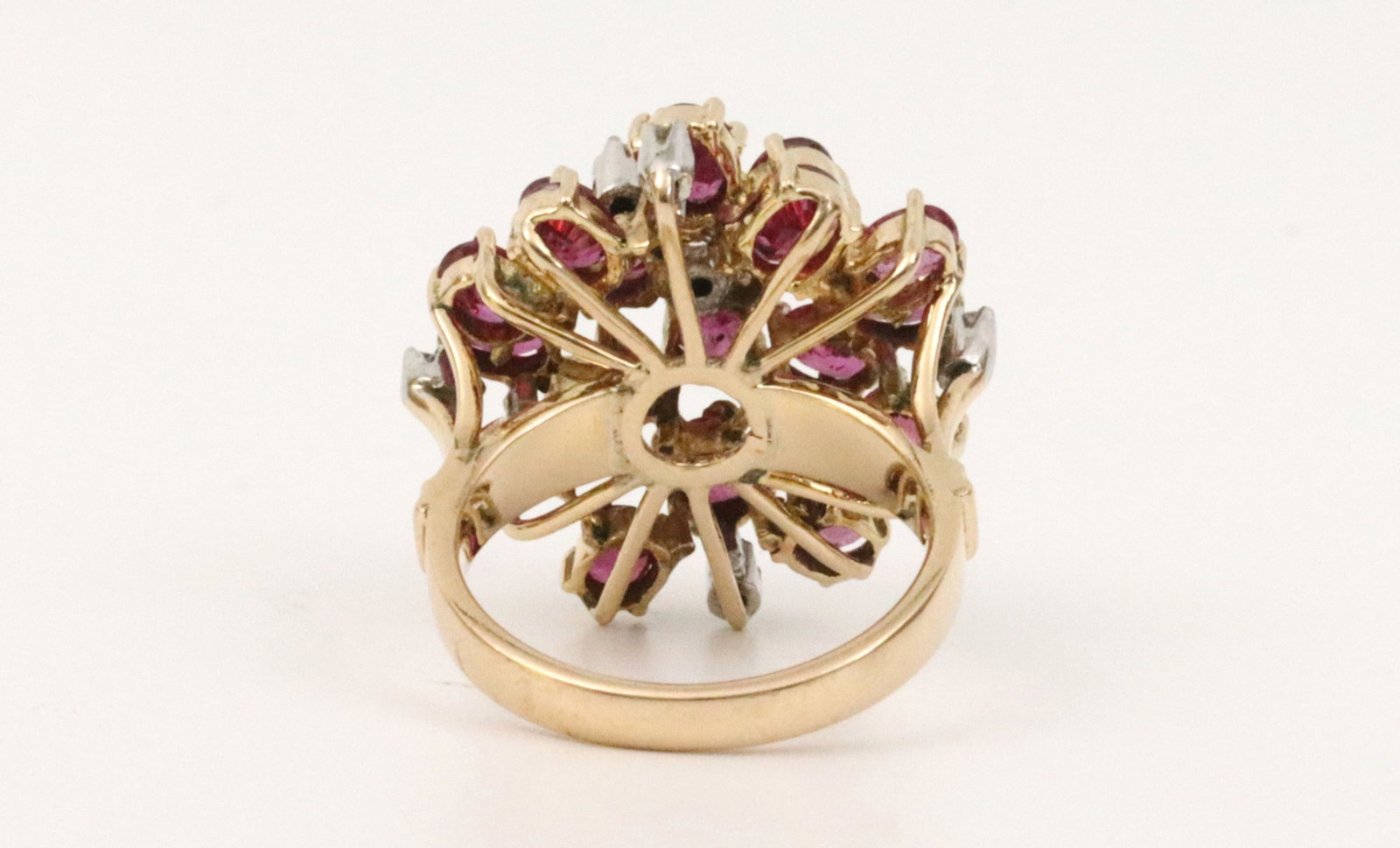 14K DIAMOND & RUBY CLUSTER RING - 4