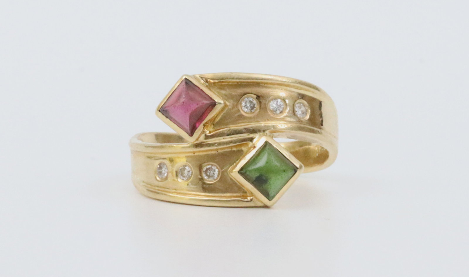18K MULTI GEMSTONE BYPASS RING - 2