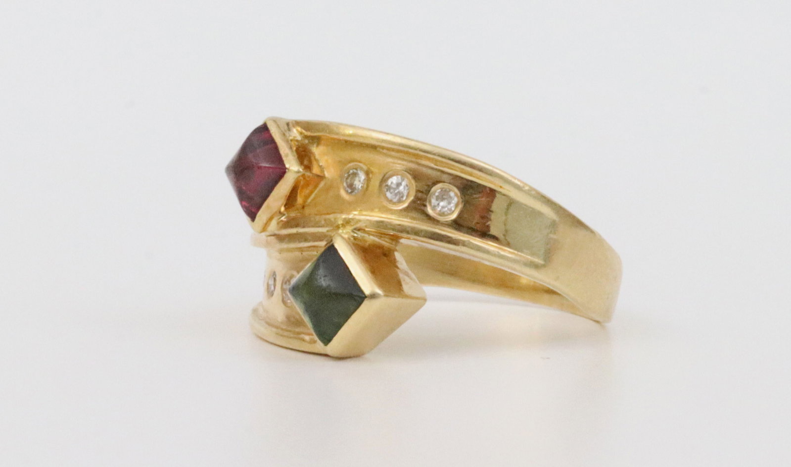 18K MULTI GEMSTONE BYPASS RING - 3