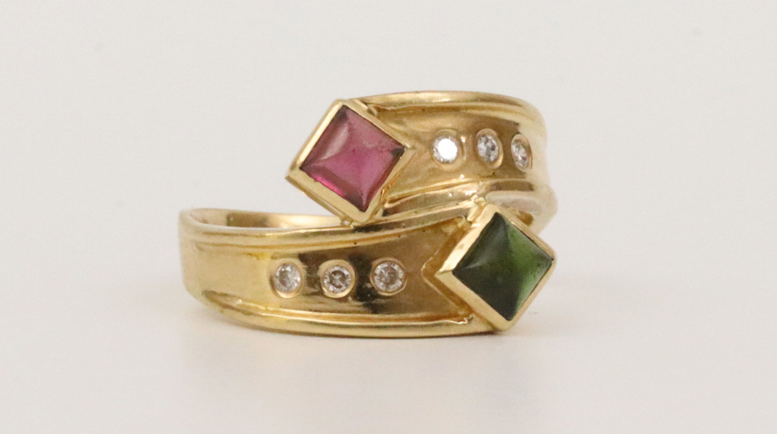18K MULTI GEMSTONE BYPASS RING - 4